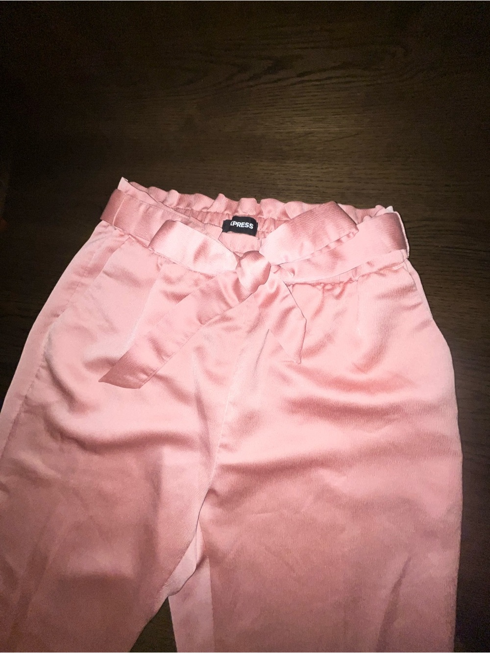 Express High-Waisted Blush Pink Satin Sash-Tie Ankle Pants Women’s Size Small - Picture 3 of 12